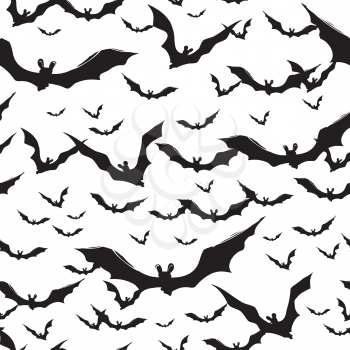 Halloween themed background with bats silhouettes on white background
