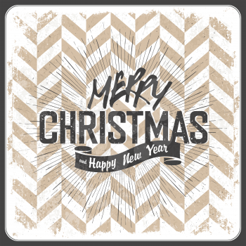 Merry Christmas Vintage Lettering with chevron background