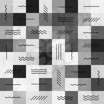 Retro monochrome vintage seamless pattern with lines