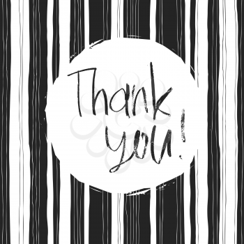Thank you card. Abstract black and white stripes pattern. 