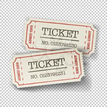 Two cinema tickets (pair). Isolated on transparent background, vector illustration.