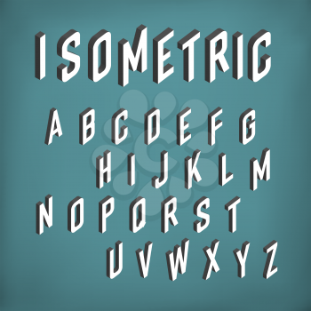 Isometric font alphabet. Vector letters