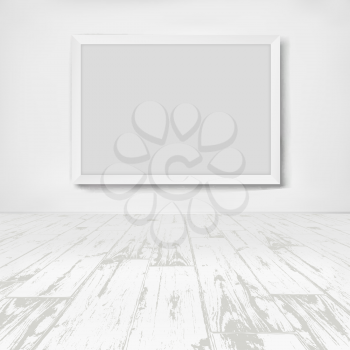 Empty white room with frame picture