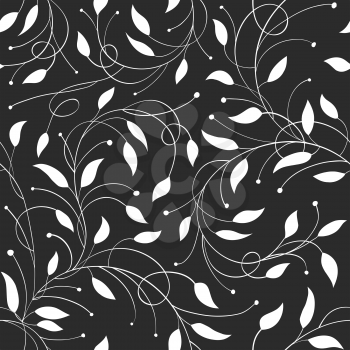 Seamless Floral Monochrome Vector Pattern