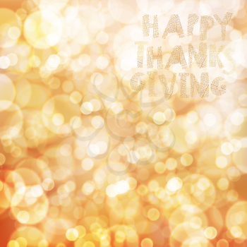 Happy Thanksgiving card design template. Blur autumn background. For holiday greeting cards designs and other projects.
