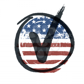 Grunge american flag themed button american flag. Vector, EPS10