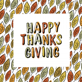 Happy Thanksgiving postcard design. Autumn fall. For Autumn and Thanksgiving greeting cards and posters designs.
