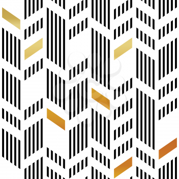 Seamless Gold and Black Chevron Pattern. Art Deco Abstract Background.