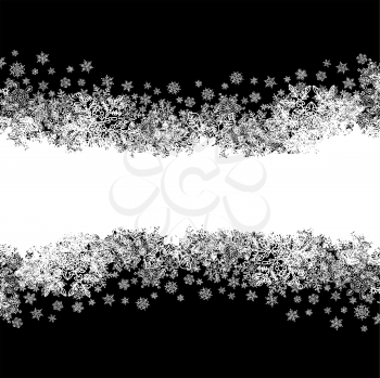 Christmas Border silhouette. Isolated center area for greeting. Black and white, vector.
