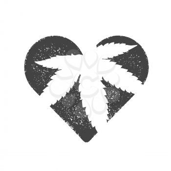 Heart symbol with cannabis leaf inside. Marijuana vector illustration