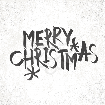 Merry Christmas Vintage Monochrome Lettering with snowflake symbol on background