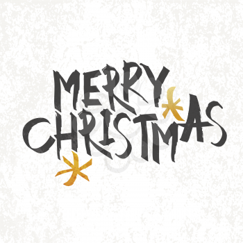 Merry Christmas Vintage Monochrome Lettering with gold snowflake symbol on background