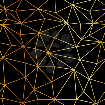Golden triangle wireframe pattern. Seamless background
