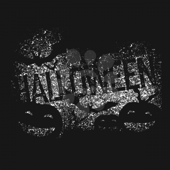 Halloween abstract logo. Halloween party isolated typography for designs. Halloween lettering. Bats and pumpkins silhouettes