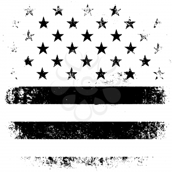 American Flag Background. Grunge Aged Vector Illustration. Black and white. 