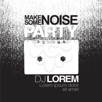 Make some noise. Night Party flyer. Black and white. No signal background. Vector illustration. 