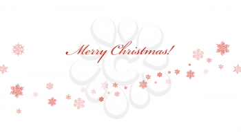 Merry Christmas  greetings. Abstract holiday background with snowflake line. Red color, isolated on white. Vector Illustration.