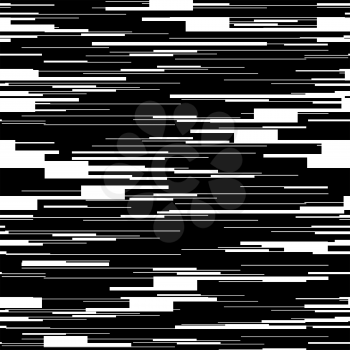 Abstract background with glitch effect, distortion, seamless texture, random horizontal black and white lines 