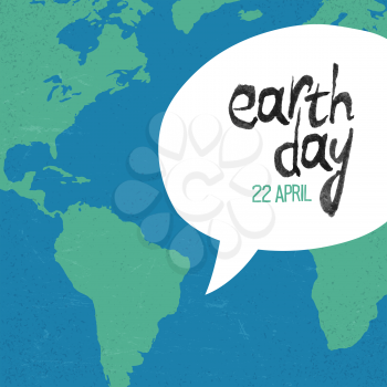 Earth day, 22 April poster template. Creative design for Earth Day holiday. World map background.