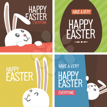 Set Of Happy Easter postcards with eggs And bunny. 