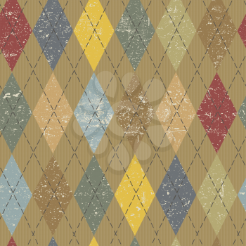 Argyle pattern. Colorful and textured. Grunge vintage background. 