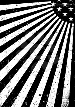 Grunge black and white United States of America flag. Abstract American patriotic background. Vector grunge illustration