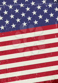 Grunge United States of America flag. Abstract American patriotic background. Vector grunge illustration, A4 format