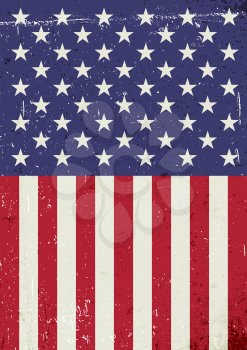 Grunge United States of America flag. Abstract American patriotic background. Vector grunge illustration, A4 format