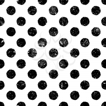Grunge dots seamless pattern. Abstract vintage polka dot pattern