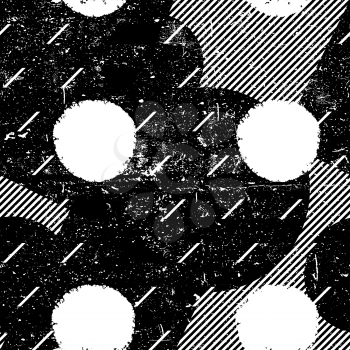 Grunge seamless pattern. Black and white messy dirty geometric design background