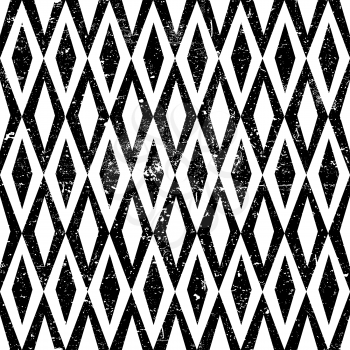 Seamless Vintage Rhombus Pattern. With Grunge Textured Background.