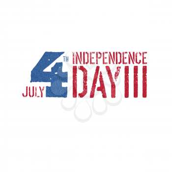 Independence day, 4th July logotype. Patriotic typography design template.  Grunge textures in layers and can be edited.