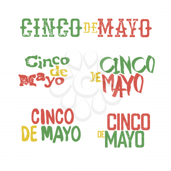 Cinco de Mayo badges. Holiday typography design set. Vector Cinco de Mayo logotypes collection.