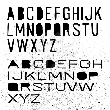 Cut off alphabet. Paper cut out font. Black letters on white background. Elementary hand drawn font.