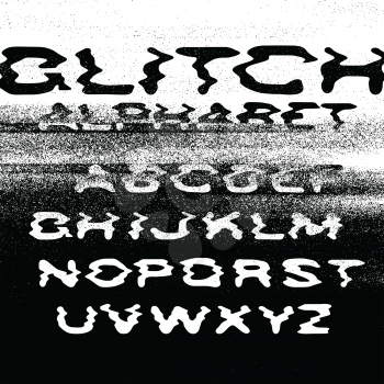 Glitch alphabet. No signal background. Error concept. Isolated to white. Distress Overlay Texture