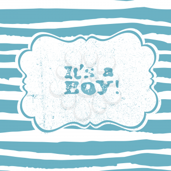 It's a boy lettering. Baby shower party design element. Vector greeting labels. 