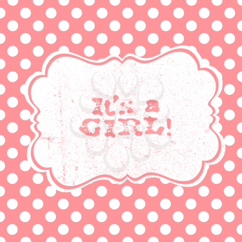 It's a girl lettering. Baby shower party design element. Vector greeting labels. 