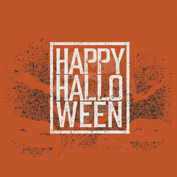 Halloween abstract logo. Halloween party typography for designs. Halloween lettering. Bats and pumpkins spray silhouettes