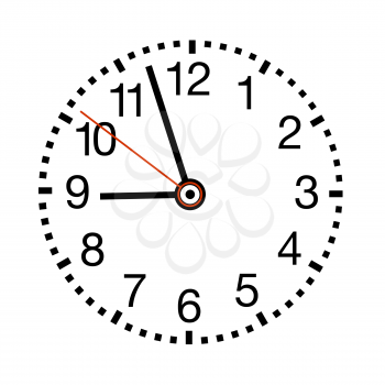 Classic clock illustration. Isolated on white background, arrows in separate layer.