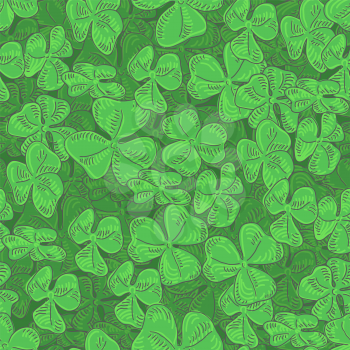 Clover field seamless pattern. Green leaf clover seamless vector background