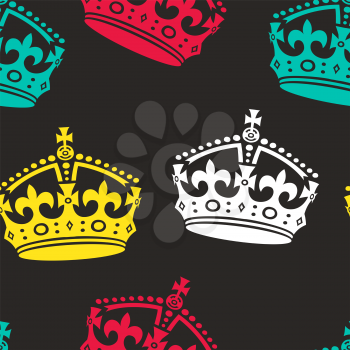 Colorful crowns seamless pattern. Vector seamless background. 