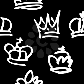 Crowns pattern. Vector doodle seamless background.