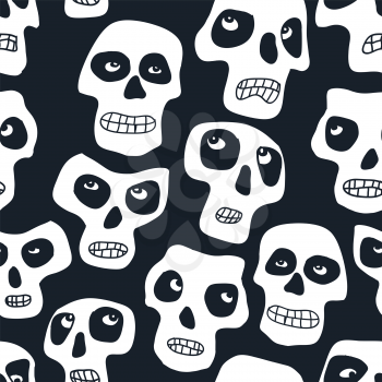 Heads masked as skull seamless pattern. Dia los muertos theme vector background. 