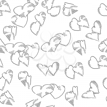 Hearts Seamless vector doodles background. Romantic theme seamless pattern.