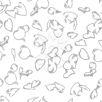Hearts Seamless vector doodles background. Romantic theme seamless pattern.