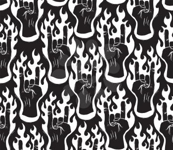 Horn gesture. Hard rock theme pattern. 