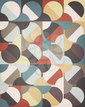Abstract color circle shapes vector background. Retro texture. Pastel colors
