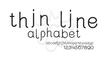 Thin line lowercase alphabet. Vector minimalistic alphabet.