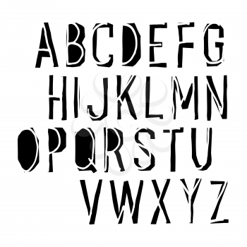 Vector shadow hand drawn alphabet. Hand drawn letters. 