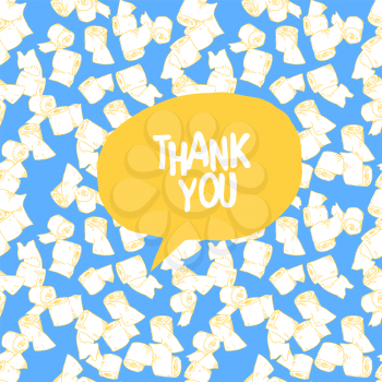 Toilet paper with text Thank You. Vector background